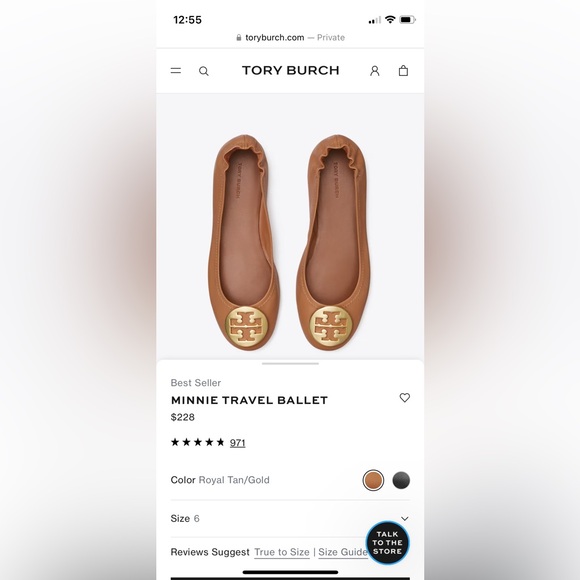 Tory Burch Minnie Travel Ballet Flats with Metal Logo - WITH BOX AND DUST BAG - Picture 2 of 10